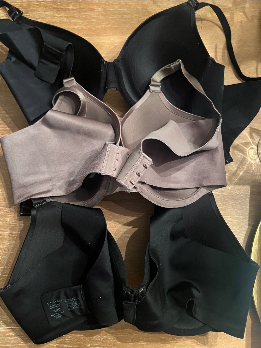 Soma back-Closure Wireless Bra Duo in Taupe and Black